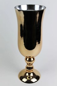 Zlatá lesklá sklenená vysoká váza 40cm