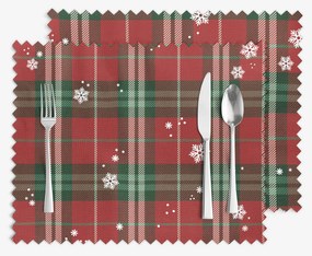 Goldea vianočné prestieranie na stôl teflónové - červené káro s vločkami - sada 2ks 30 x 40 cm