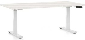 Výškovo nastaviteľný stôl OfficeTech D, 160 x 80 cm, biela podnož, biely jaseň