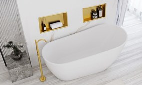 Rea Rea, oceľová kúpeľňová polička 45x30 cm, zlatá matná, REA-05607