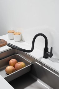 Gamma Flex 4000, stojanková drezová batéria s flexibilným ramenom, 2-funkčný výtok, čierna matná, GMA-BFX-4000BK