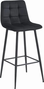 Barová stolička ARCETO zamatová čierna (čierne nohy)
