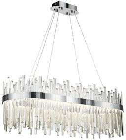 Toolight Toolight, LED krištáľové svietidlo 80x35 cm, 62W, APP1514-CP80, chrómová, OSW-03262