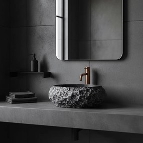 Rea Mika Gabro, umývadlo na dosku 480x380x155 mm, imitácia kameňa-čierna, REA-U0634