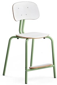Školská stolička YNGVE, so 4 nohami, zelená, biela, V 520 mm