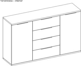 Komoda Capri, dub wotan/biela