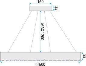 Toolight Toolight, LED závesné svietidlo 60cm, 40W, 4000K, MS019-CP, ružové zlato, OSW-09631