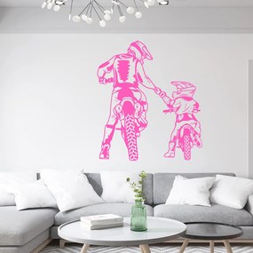 Veselá Stena Samolepka na stenu na stenu Motokros otec a syn Farba: růžová, Veľkosť: 80 x 70 cm
