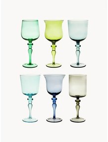 Ručne fúkaný pohár na víno v rôznych farbách a tvaroch Diseguale, 6 ks