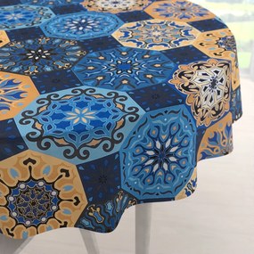 Biante Bavlnený okrúhly obrus Sandra SA-448 Modro-oranžové marocké dlaždice Ø 80 cm