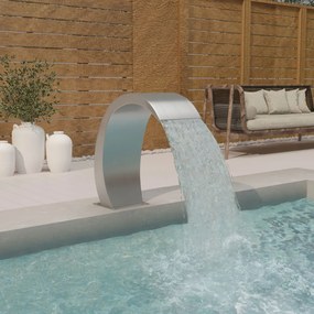 Bazénová fontána s LED 22x60x70 cm, nehrdzavejúca oceľ 304