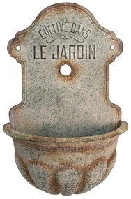 Šedý plechový nástenný kvetináč v tvare umývadla Le Jardin - 46*24*69 cm