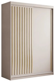 ŠATNÍKOVÁ SKRIŇA S POSUVNÝMI DVERAMI CYNTIA KAŠMÍR + ZLATÉ LIŠTY 150 cm