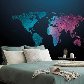 Samolepiaca tapeta nočná mapa sveta - 150x100