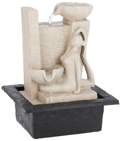 ProGarden Záhradná fontána s osvetlením Yogi1, 21,5x18x28,5 cm, polistone, béžová