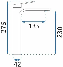 Rea Marco, vysoká umývadlová batéria h-275, grafitová, REA-B5062