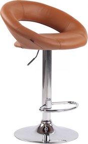 Barová stolička Olinda - koženka, chróm rám - svetlohnedá