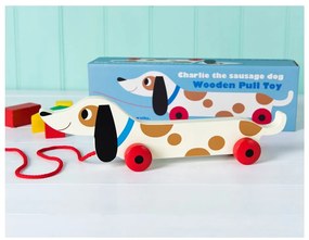 Drevený ťahací jazvečík Rex London Charlie The Sausage Dog, dĺžka 31,5 cm