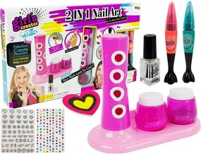 LEAN Toys Sada na maľovanie nechtov s dávkovačom trblietok a farebnými nálepkami