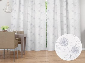 Biante Dekoračný záves Sofia SF-008 Strieborné jesenné púpavy na bielom 150x230 cm