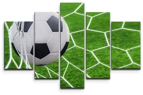 Sablio Obraz - 5-dílný Futbalová lopta v bráne - 125x90 cm