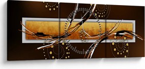Obraz abstrakcie - Motýle (s hodinami) (90x30 cm)