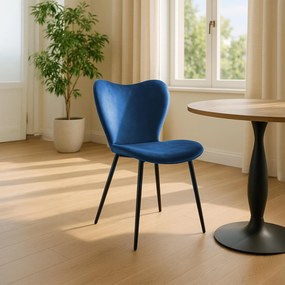 Jedálenská stolička Maika zamat - tmavomodrá