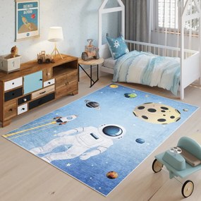 Detský koberec s motívom kozmonauta a planét Šírka: 80 cm | Dĺžka: 150 cm