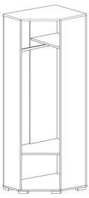 Rohová predsieňová skriňa Veneta CW - tmavý popol shimo / svetlý popol shimo