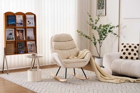 Hojdacie kreslo, relaxačné kreslo s poťahom z menčestru, béžové