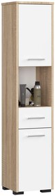 Kúpelňová skrinka Fulgor 2D 1SZ 1W (dub sonoma + biela). Akcia -10%. Vlastná spoľahlivá doprava až k Vám domov. 1117108
