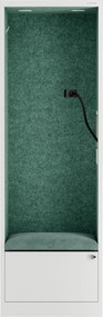 Akustická kabína SALLY MentalBox 600 mm – biely korpus, zelené sedadlo