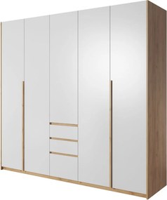 Veľká biela šatníková skriňa do spálne Xelo A 230 cm s voliteľným LED osvetlením