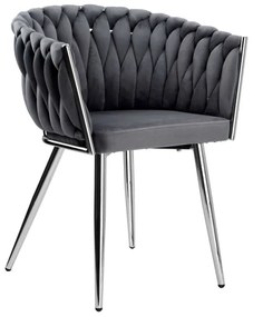 Jedálenská stolička COFTON zamatová, strieborná / grafitová