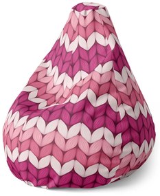Sablio Sedací vak Pear Striedajúce ružové pletenie - 70 x 95 x 15 cm