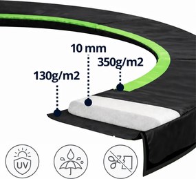 Ochrana pružín pre trampolínu LEAN SPRING PAD, čierna, 180–183 cm, 6 ft