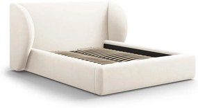 Béžová čalúnená dvojlôžková posteľ s úložným priestorom s roštom 180x200 cm Miley – Micadoni Home