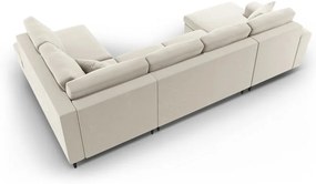 Béžová zamatová rozkladacia/s úložným priestorom rohová pohovka (pravý roh/do "U") Kyoto – Cosmopolitan Design