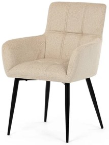 Židle jídelní, krémová látka, černý kov