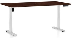 Výškovo nastaviteľný stôl OfficeTech B, 160 x 80 cm, biela podnož, wenge