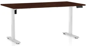 Výškovo nastaviteľný stôl OfficeTech B, 160 x 80 cm, biela podnož, wenge