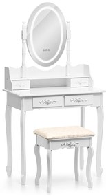 Supplies RETRO-LED toaletný stolík s taburetkou - biely