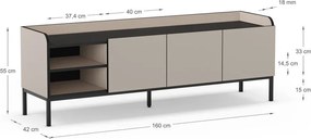 Krémový TV stolík 160x55x42 cm Adara – Marckeric