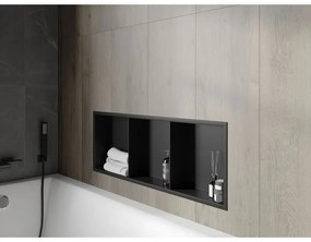 Mexen X-Wall-R, polička na zapustenie na obklad s golierom 90 x 30 cm, čierna matná, 1970903010S