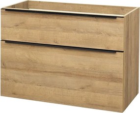 Mereo Mailo, kúpeľňová skrinka 100 cm, dub Riviera, čierne madlo, MER-CN522SBN