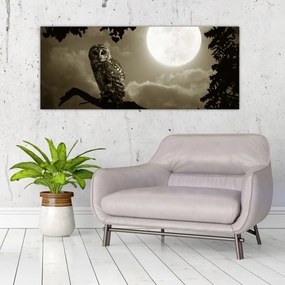 Obraz - Nočná sova, zlatá (120x50 cm)