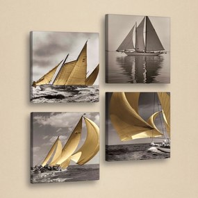 Sada 4 obrázkov Boats 33x33 cm