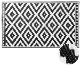 Butlers COLOUR CLASH Vonkajší koberec ethno kosoštvorce 150 x 90 cm - biela/čierna