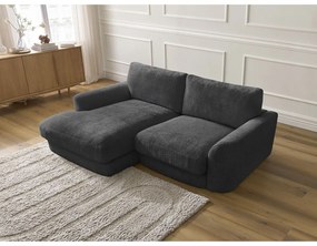 Čierna ženilková rohová pohovka (ľavý roh/s leňoškou) Leonore – Bobochic Paris