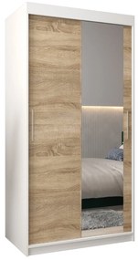 Šatníková skriňa 100 cm Toki 2 (Biela matná + Dub sonoma). Akcia -65%. Vlastná spoľahlivá doprava až k Vám domov. 1064960